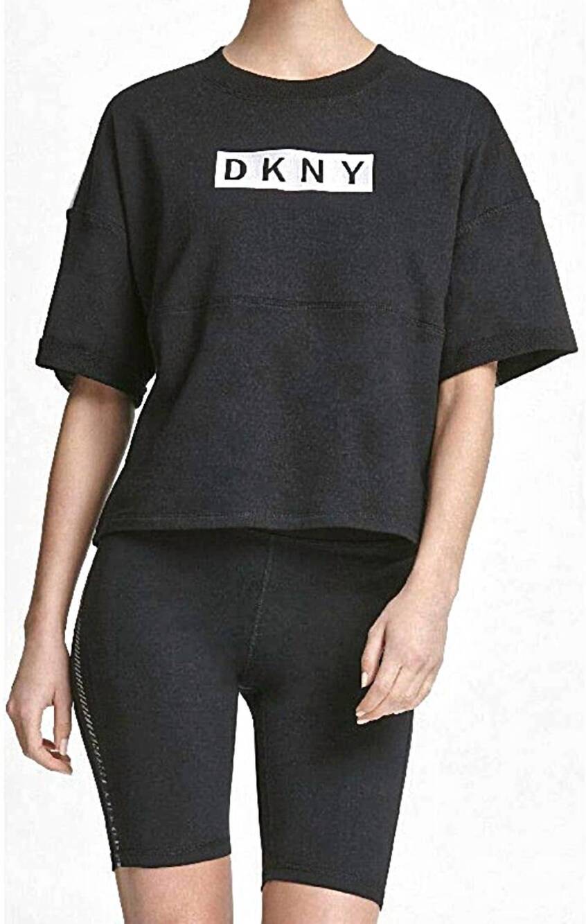 NEW DKNY relaxed logo top in black